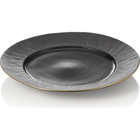 Assiette plate Ø 30 cm noir bord doré MAYA KURO - Was Germany