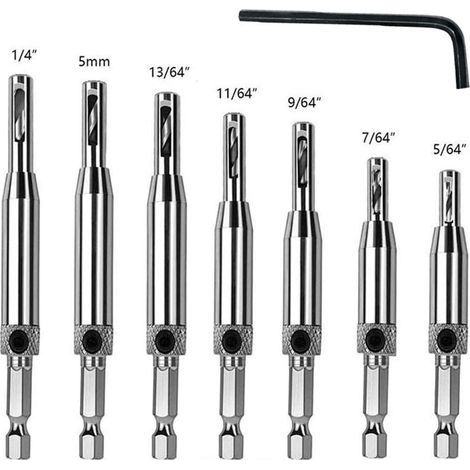 7 PCS Foret pour Charnière à Centrage Automatique, Outil de Perçage du Trou pour Le Travail Du Bois, Mèches de Perçage pour Fenêtre de Porte Ajustable (1/5)