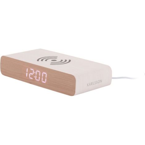 Réveil Retro Flat LED blanc avec chargeur téléphone induction (1/3)