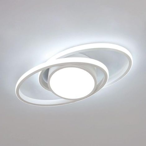 Plafonnier LED Moderne Blanc, Design Double Cercle, 39W 4000LM Dia 40cm Blanc Froid 6500K pour Chambre Couloir Cuisine Balcon (1/5)