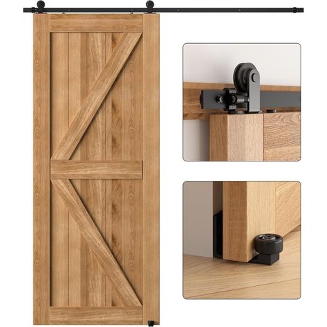 Kit de Quincaillerie pour Porte Coulissante 167 cm - Rail en Aluminium Noir, Capacité 150 kg avec Guide de Plancher Ajustable (1/5)