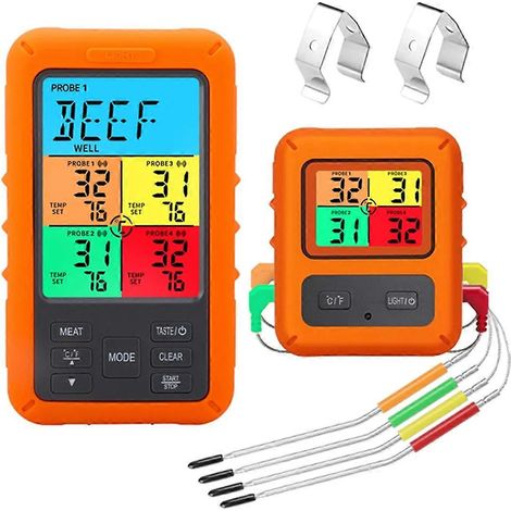 Thermomètre numérique pour barbecue et four avec minuterie, 4 sondes et alarme de température. (1/4)