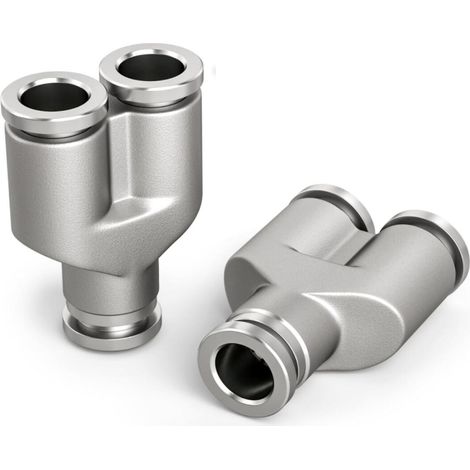 2 Pcs 10mm Diviseur en Y 3 Voies Raccord Rapide Pneumatique, 3 Voies en Acier Inoxydable pour Adaptateur d'Air PY
