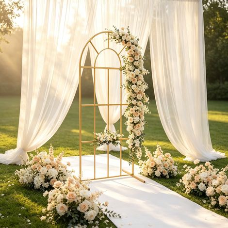 Support à fleurs de mariage doré, support en arc métallique pour centres de table de mariage – 100×50×200cm, capacité 5kg (1/5)