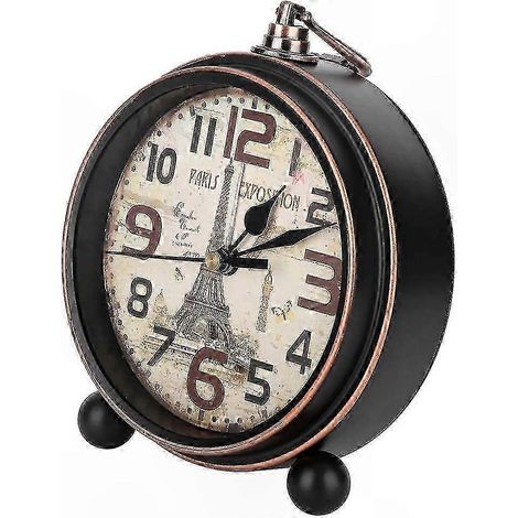 Réveil matin rétro pour chambre et décoration intérieure, horloge analogique classique avec sonnerie, style ancien pour bureau et chevet (1/5)