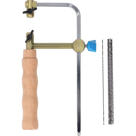 Scie à découper cadre acier forgé manche bois massif scie à fret U 8 lames bois et bricolage (1/5)