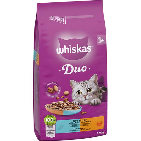 Whiskas Katzentrockenfutter Duo Adult 1,9 kg Thunfisch & Huhn