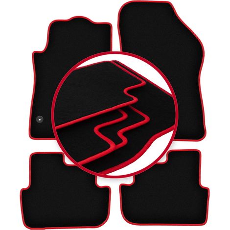 Alfombrillas de terciopelo con borde rojo para Peugeot 308 CC cabrio (2007-2013) (1/5)