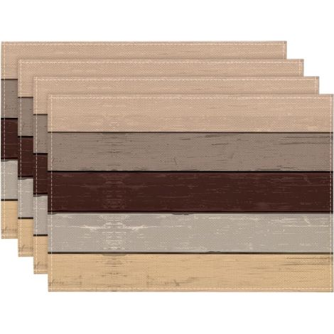Sets de table marron planches antique ancien rustique bois automne lot de 4, 30x45cm vacances sets de table lavables napperons cuisine fête décoration (1/5)
