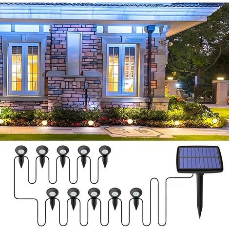 1 lampe solaire extérieur, 10 LED haute luminosité, lampe solaire jardin étanche IP65, balise solaire au sol pour allée, terrasse et pelouse (1/5)