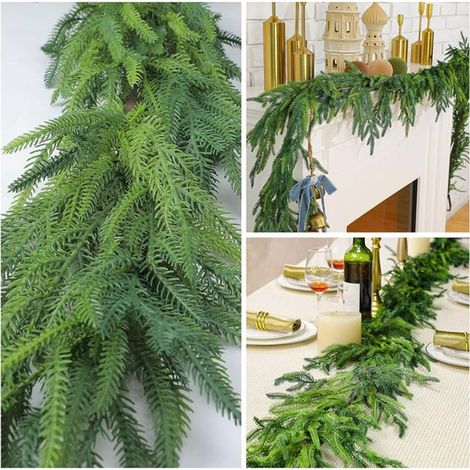 Guirlande De Noël - Guirlande Artificielle En Plastique Vert - Pour Décoration Cheminée Escalier Manteau - 150 Cm (1/5)