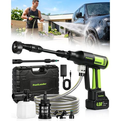 High Pressure Washer Battery, Brushless High Pressure Washer 50Bar Portable Pressure Washer with 4 Levels Power Adjustment (1/5)