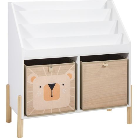 Mobiletto Libreria per bambini Mobili Rebecca Milo 70x65,5x30 MDF Pino Bianco (1/5)