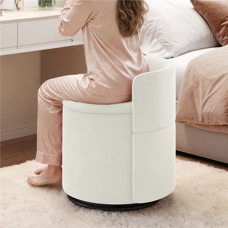 Yaheetech Pouf da Toeletta Girevole 360° con Vano Portaoggetti Bianco (1/5)
