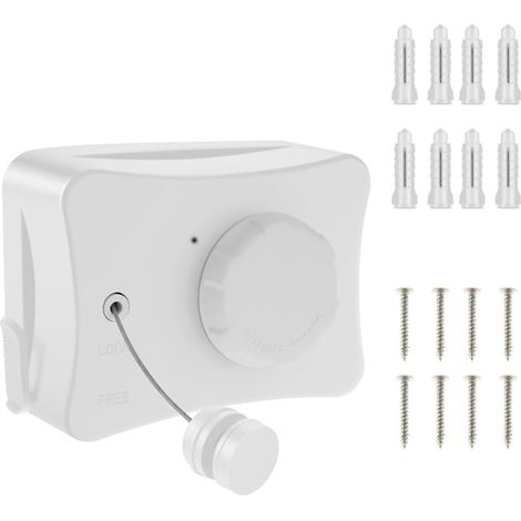 Tendedero retráctil de acero inoxidable, apto para dormitorio, balcón, jardín, 5,1 metros, blanco, diseño sencillo. (1/5)