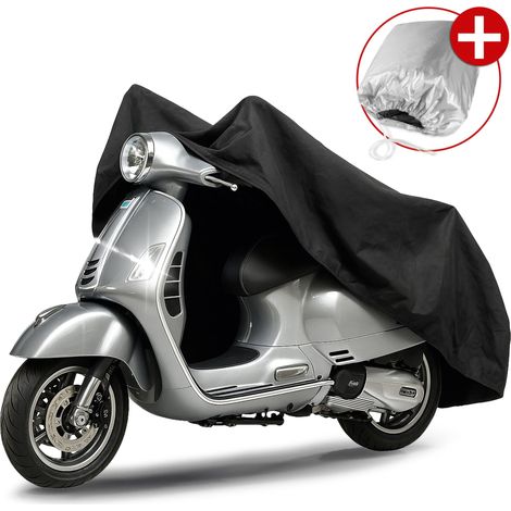 Premium Motorrad Abdeckplane M, Motorrad Abdeckplane aus robustem PVC, Motorrad-Garage wasserdicht - 215x95x120 cm schwarz (1/5)