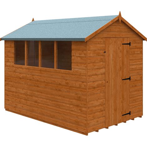 9 x 6 Feet Super Apex 12mm Shed - Solid Wood/Softwood/Pine - L265 x W175 x H217.9 cm - Burnt Orange