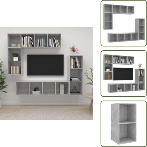 Meuble HiFi - vidaXL Ensemble de meubles TV 4 pcs Gris béton Bois d'ingénierie - Meuble TV mural (1/5)