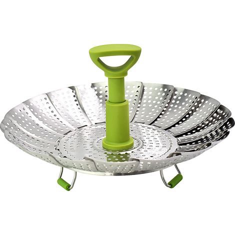 Dampfgareinsatz aus Edelstahl, 23 cm (9 Zoll) großer Dampfgareinsatz aus Edelstahl für Schnellkochtöpfe mit Teleskopgriff, faltbar