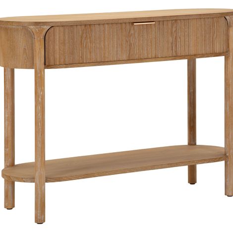 Consolle Faliha, 2 Ripiani, Effetto Invecchiato con 1 Cassetto, Materiale Struttura in Metallo, 110x40x80h cm Marrone Ciliegio