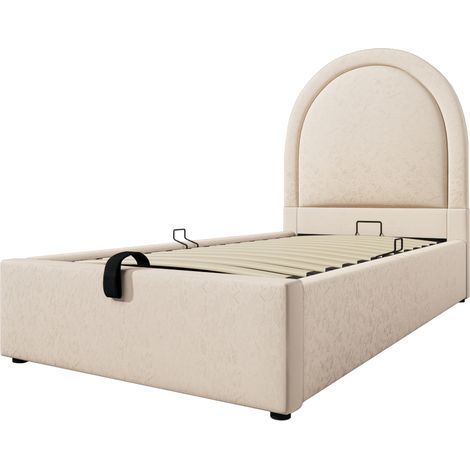 Letto per bambini capitonne con materasso 90 x 200 cm beige motivo cosmico in PU (1/5)