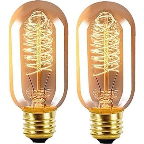 Ampoule Edison Vintage Dimmable 40W E27 Vis Ampoule Filament Décorative Rétro Cage D'écureuil T45 Tube Ampoule À Incandescence, Lot De 2 (1/5)