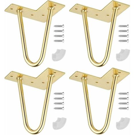 Pieds de Table en Epingle à Cheveux, 4 Pouces Pieds de Table en Métal Bricolage, (d'or) (1/4)