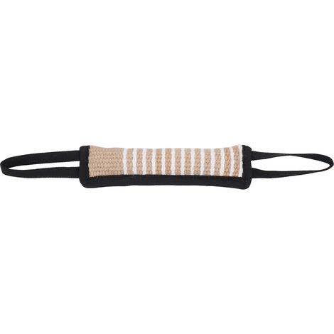 Coussin à mordre pour chien en lin résistant aux déchirures, jouet à tirer interactif pour chiots avec poignée réfléchissante pour chiens moyens à grands. Poignée réfléchissante et bordure noire. (1/5)