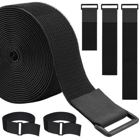 Hochwertige Kabelbinder (5 cm x 4,9 m) mit 15 Schlaufen. Schwarze Klettverschlüsse. Wiederverwendbare Kabelbinder zur Organisation und Aufbewahrung.
