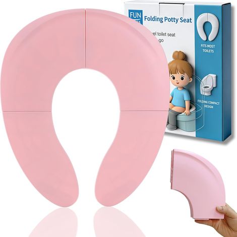 Adaptateur Toilette Enfant Pliable et Portable - Réducteur Toilette Enfant Compact Pour Bébé, WC Avec Ventouse et Sac de Rangement, Idéal Pour La Maison ou Les Voyages Poudré (1/5)