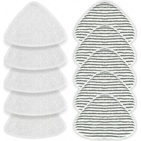 Lot de 10 Lingettes pour Vileda Steam, 5 Chenille et 5 Rayées, Microfibres Lavables 31x22 cm, Sols Durs (1/5)