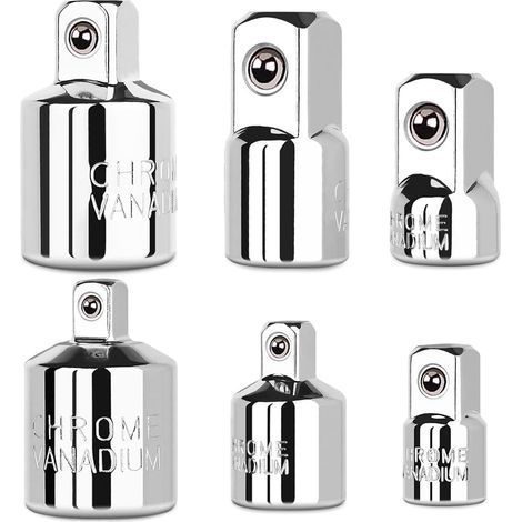 Ensemble de 6 adaptateurs et réducteurs pour douilles, 1/4", 3/8", 1/2", en acier au chrome vanadium, kit d'extension/conversion pour l'entretien automobile (1/5)