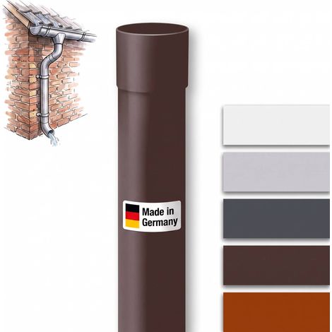 INEFA Tuyau de descente PVC 200 cm, accessoires de gouttière, montage simple par emboîtement, Made in Germany - 50mm, 1 pièce brun foncé