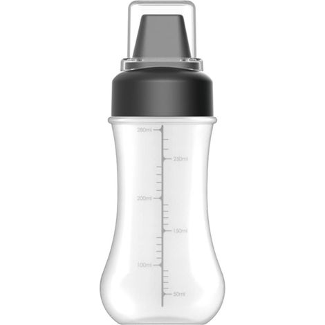 Flacon extrudé d'assaisonnement à 5 trous, flacon pulvérisateur d'assaisonnement avec échelle pour ketchup, vinaigrette, sauce moutarde, réutilisable, rechargeable de qualité alimentaire (noir)