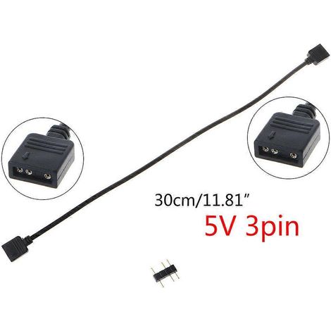 Connecteur d'interface RGB 3 broches 5 V, câble d'extension pour carte mère d'ordinateur - 30 cm