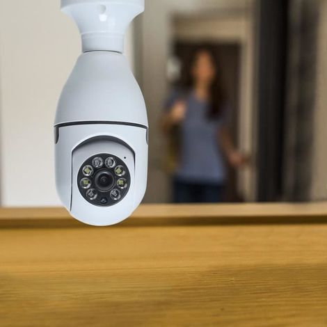 Caméra De Surveillance Wifi Caméra Ampoule E27, Système De Caméra De Sécurité 1080P, Caméras De Surveillance À Domicile Blanc (1/4)