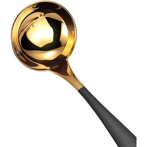 Cuillère En Acier Inoxydable À Long Manche Bol Noir Pour Mélanger Et Servir (1/4)
