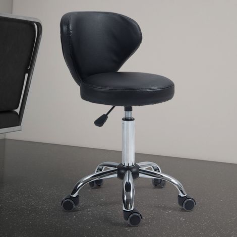 MEUBLIV tabouret roulant 54 x 45 x 88 cm noir – dossier ergonomique et roulettes (1/5)