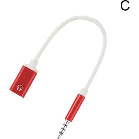 Adaptateur jack 3,5 mm mâle vers USB-C femelle (plat vers rond, analogique, rouge) (1/5)