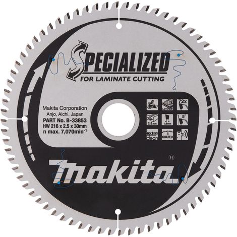 B-33853 Disco da sega circolare, Specialized T.C.T, 216 x 30 mm, 72 D