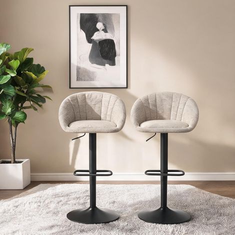 Tabouret de bar beige en polyester 53,5 x 46 x 103 cm (1/5)
