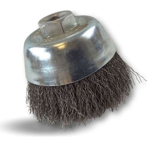 Brosse coupe rotative boisseau meuleuse d'angle Garnissage Inox ondulé souple ou dur - Quantité x 1 - Ø 65 coupe - Souple - Inox (1/5)