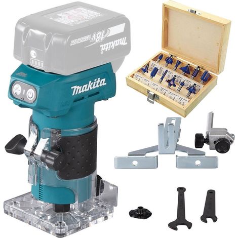 Makita DRT52Z 18V LXT Cordless Brushless Laminate Router Trimmer + 12pc Set