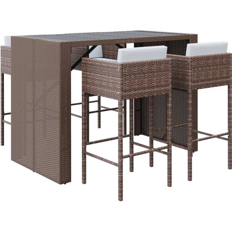 Maison Exclusive - Mesa y taburetes altos jardín 5 pzas y cojines