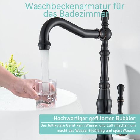 Version H – Mitigeur laiton pivotant 360° – Design rétro adapté à toutes vasques