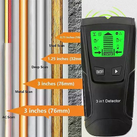 3-in-1-Wandscanner-Metalldetektor: Findet Metall, Holzständer, Wechselstromleitungen und Verteilerkästen. (1/4)
