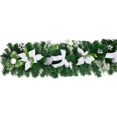 Dekoration MagicHome Weihnachten, Girlande, weiß-silber, 200 cm (1/4)