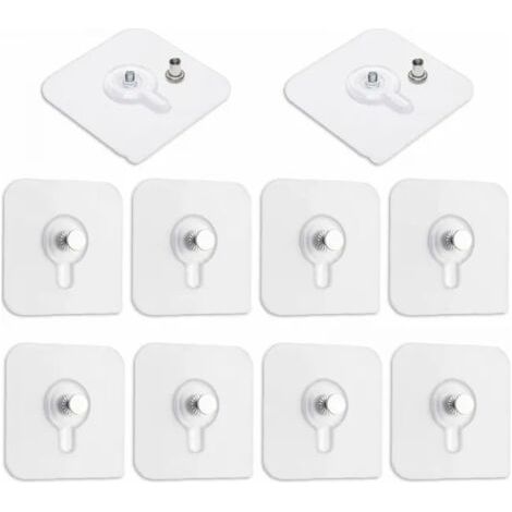 royaluxe-Lot de 10 Adhesif Accroche Tableau Sans Percer, Transparent Attache Cadre Adhésif pour Accroche Cadres Photo, Miroir, Art Mural, Lumières Décoratives (1/5)