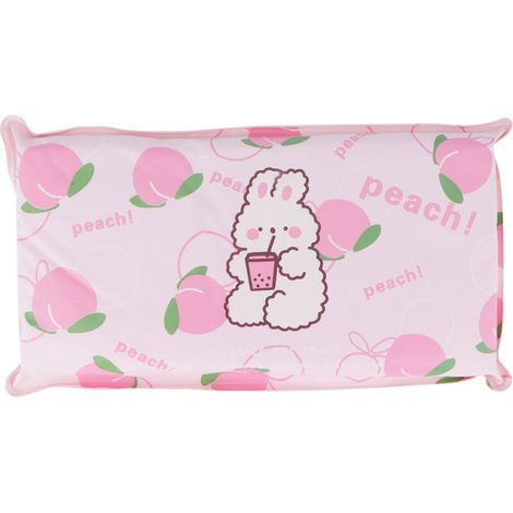 Oreiller Rafraîchissant Pliant avec Cristaux de Glace pour Enfants et Adultes - Fond Rose Lapin Pêche (1/5)