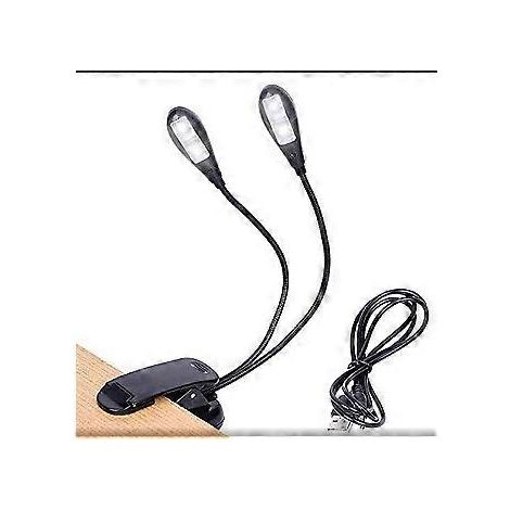 Wiederaufladbare Liseuse Deux Ttes LED-Vortragslampe, weiße Tagesleuchte, Notenpultleuchte, USB-Kabel-Leuchtclip, Bürolampe, Vorlesungslampe